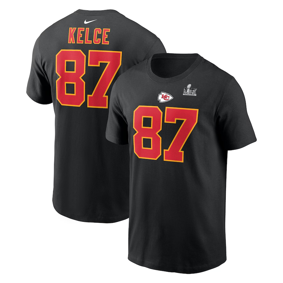 Men NFL Kansas City Chiefs  #87 Kelce  black T shirts style  Mahomes 3->nfl t-shirts->Sports Accessory